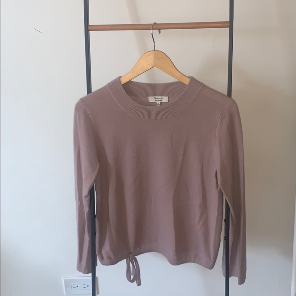 Madewell Cashmere Sweater Ribbed Neck Tie Hem